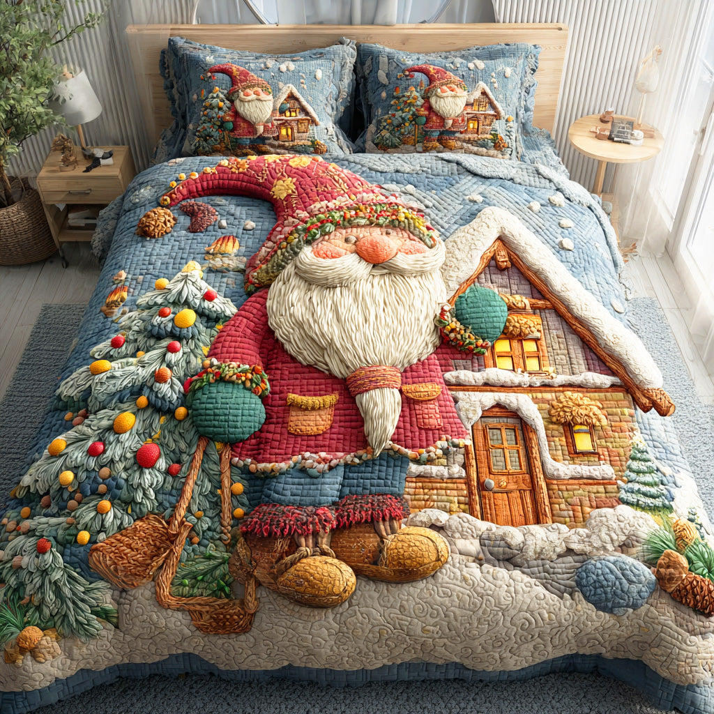 Joyful Gnome Garden Quilted Bedding Set Best Holiday Duvet Covers Christmas Ideas 2025