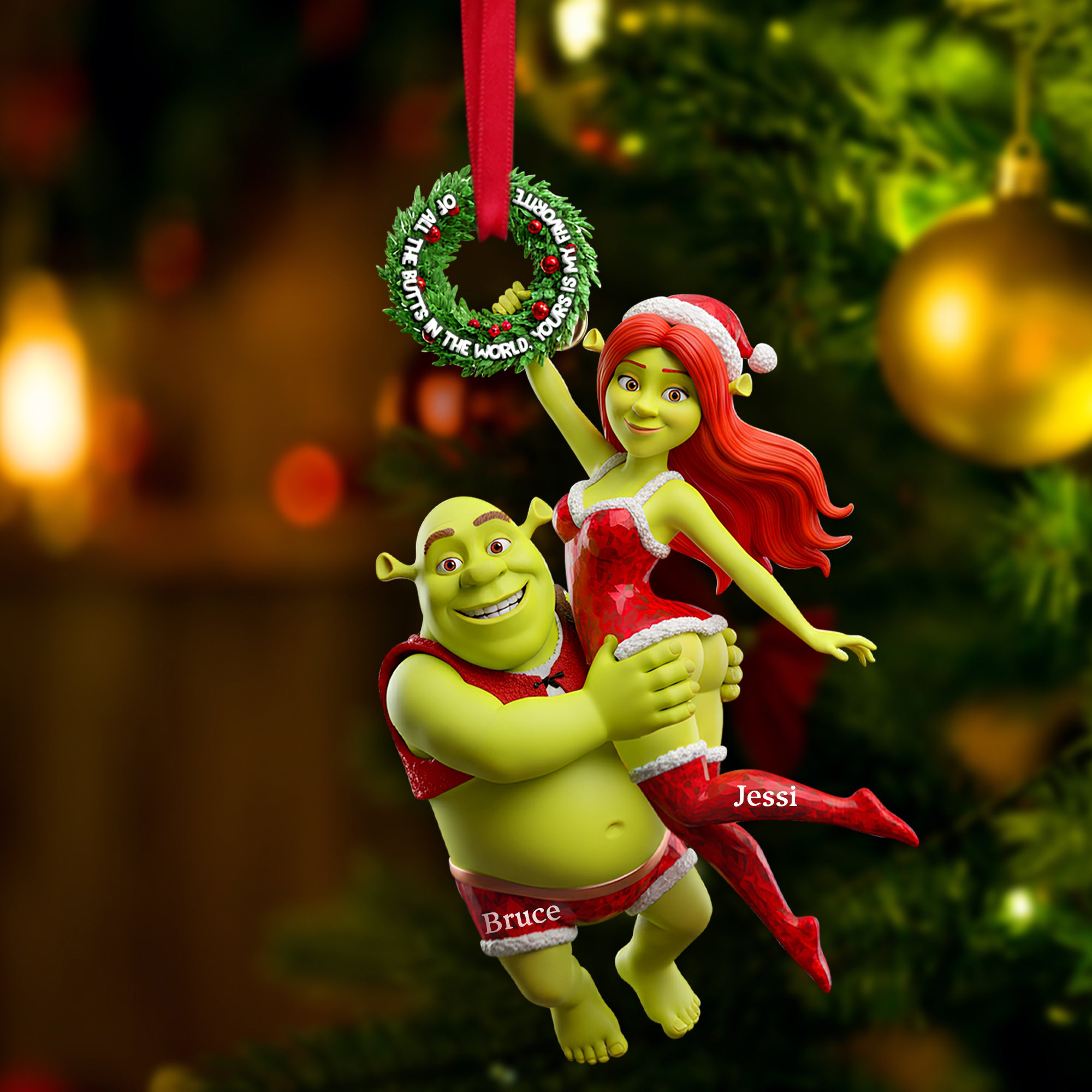 Joyful Green Couple Ornament - Personalized Gifts For Couples - Xmas Home Decoration Gift Joyful Green Couple Ornament - Personalized Gifts For Couples - Xmas Home Decoration Gift