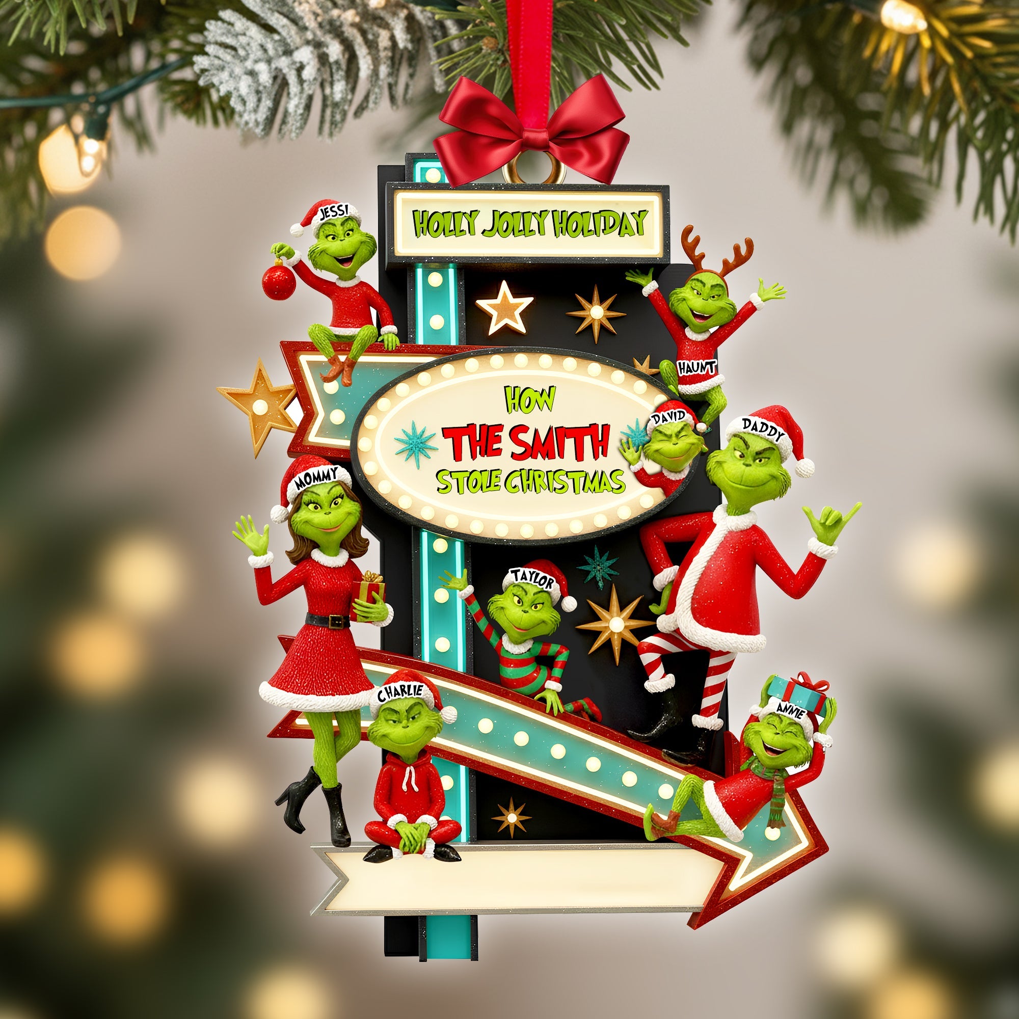Joyful Green Family Ornament - Personalized Gift For Family - Family Christmas Ornament Gift