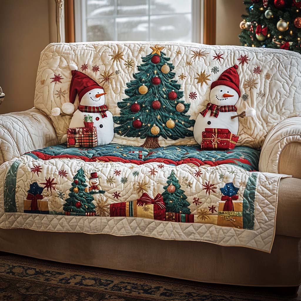 Joyful Heart Quilted Sofa Cover Holiday Couch Covers Gifts For Family