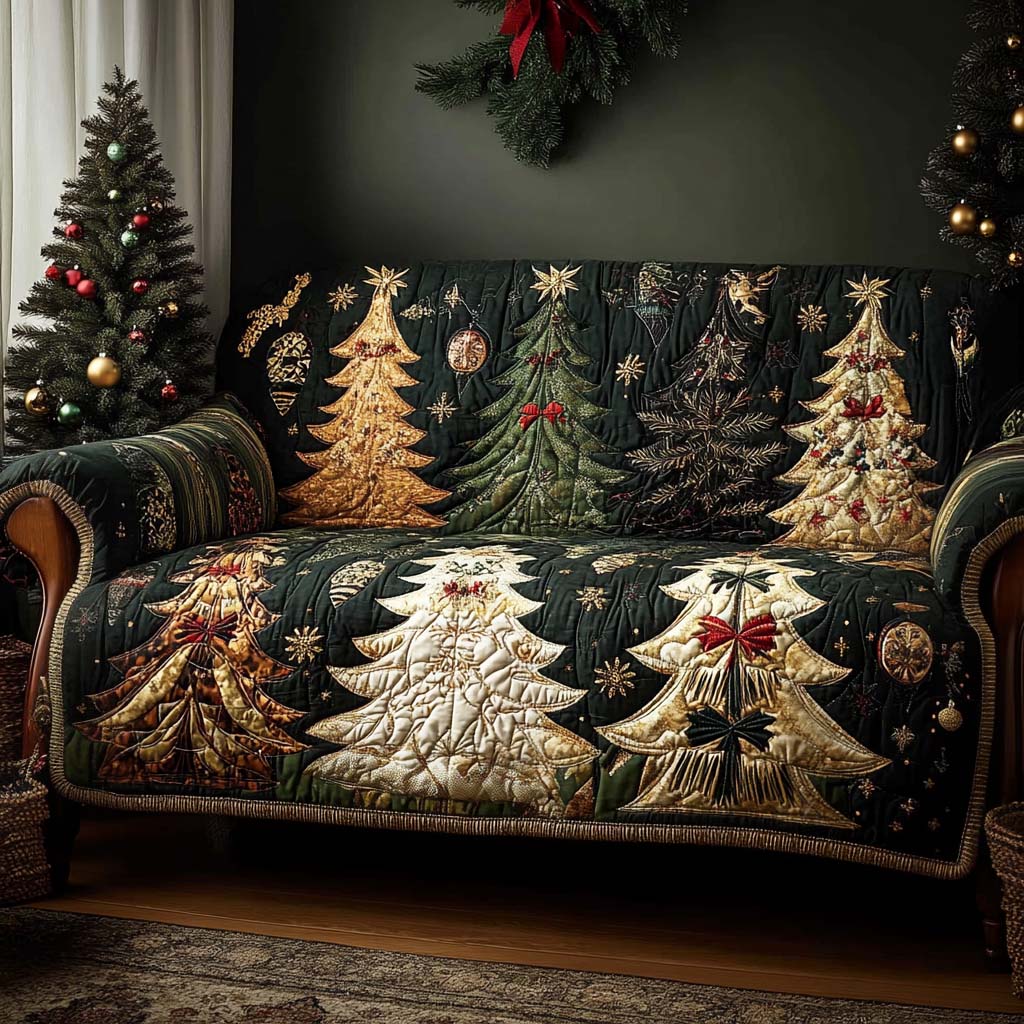Joyful Heart Quilted Sofa Cover Holiday Living Christmas Decor Best Gifts For Grandma