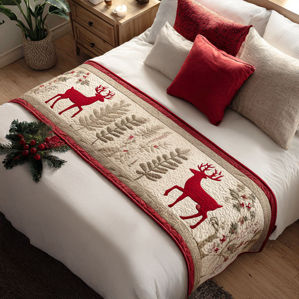 Joyful Hearth Quilted Bed Runner Xmas Room Decorations Great Family Xmas Gifts