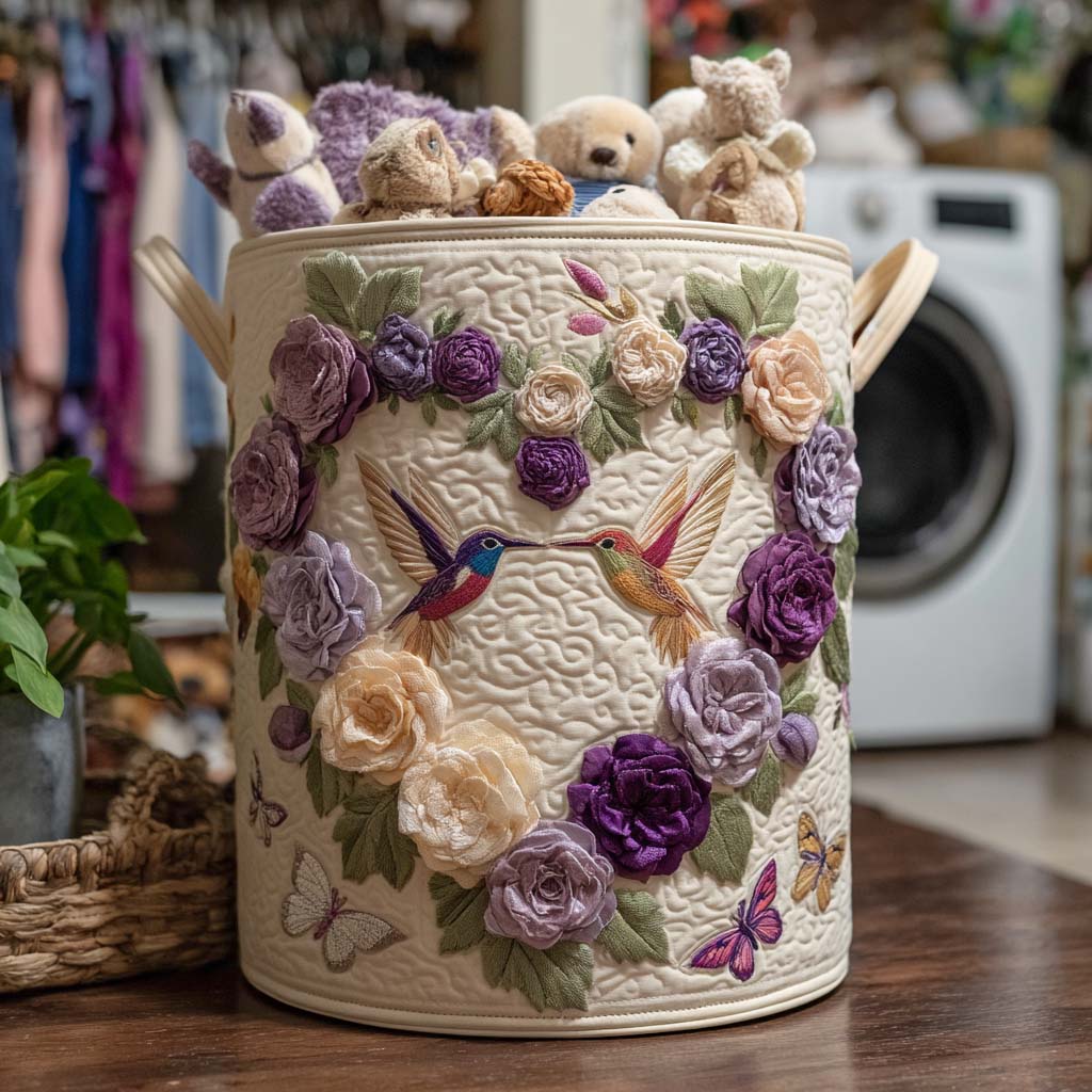 Joyful Hummingbird Trail Quilted Laundry Basket Merch For Him