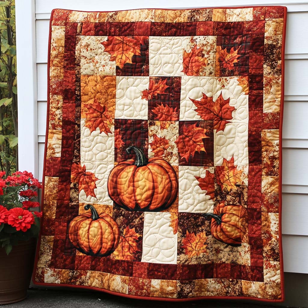 Joyful Maple Stroll Quilted Blanket Cute Fall Throw Blankets Family Xmas Ideas