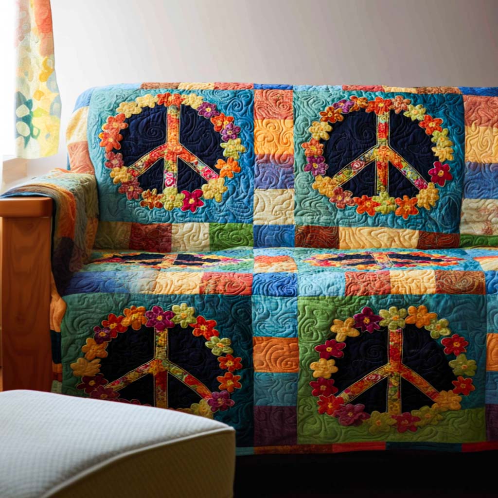 Joyful Mind Quilted Sofa Cover Indoor Decorations Hippie Birthday Gifts