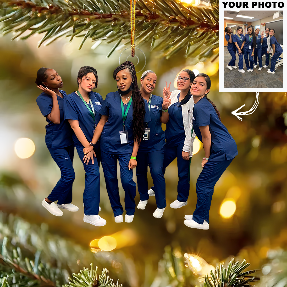 Joyful Nurses Personalized Photo Mica Ornament Christmas Gift For Nurses