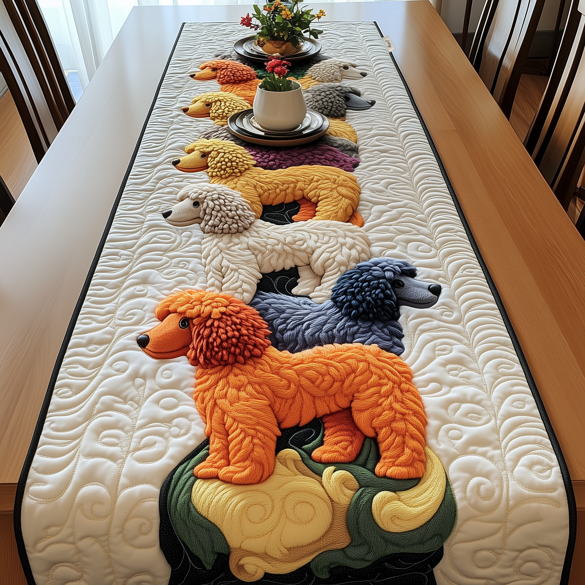 Joyful Poodle Quilted Table RunnerPoodle Gifts For Dog Lovers For Her Christmas Holiday