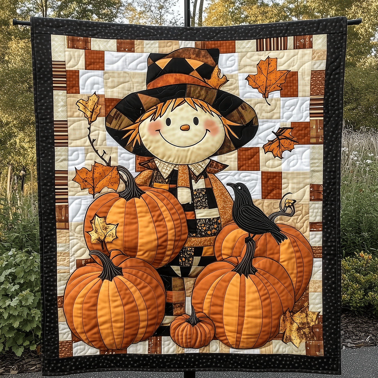 Joyful Scarecrow Quilted Blanket Cozy Fall Gift Ideas