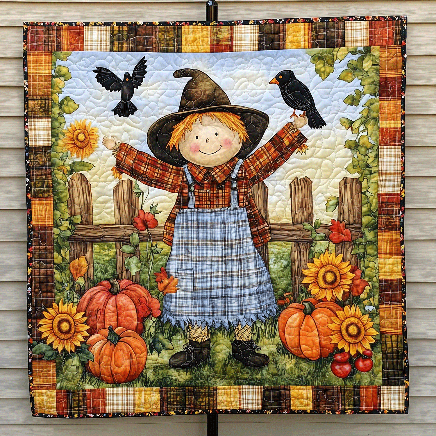 Joyful Scarecrow Quilted Blanket Gift For Mid Autumn Festival