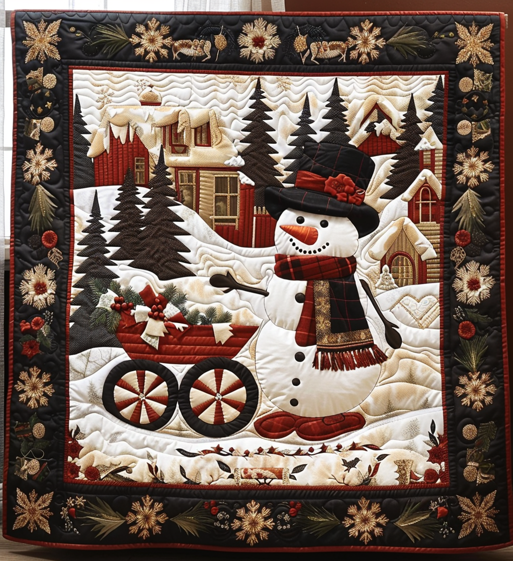 Joyful Snowman Quilted Blanket Christmas Gifts For Grandparents