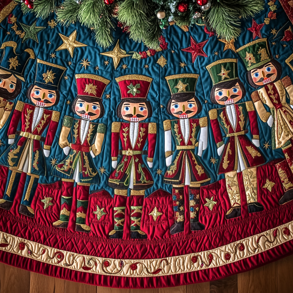 Joyful Soldiers Quilted Christmas Tree Skirt Exclusive Holiday Tree Skirt Gift for Families