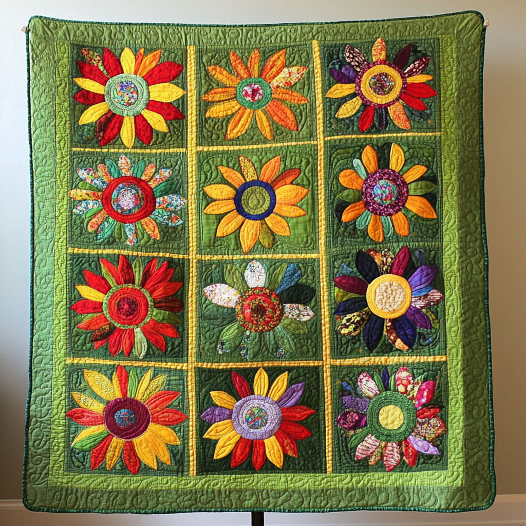 Joyful Sunbursts Quilted Blanket Winter Decor Blanket Sunflower Items For Gifts