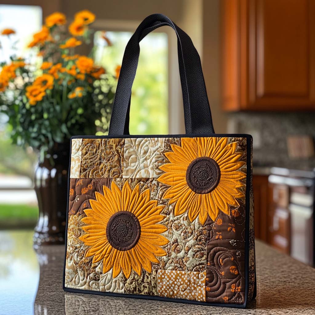 Joyful Sunflower Whispers Quilted Tote Bag Sunflower Items For Gifts