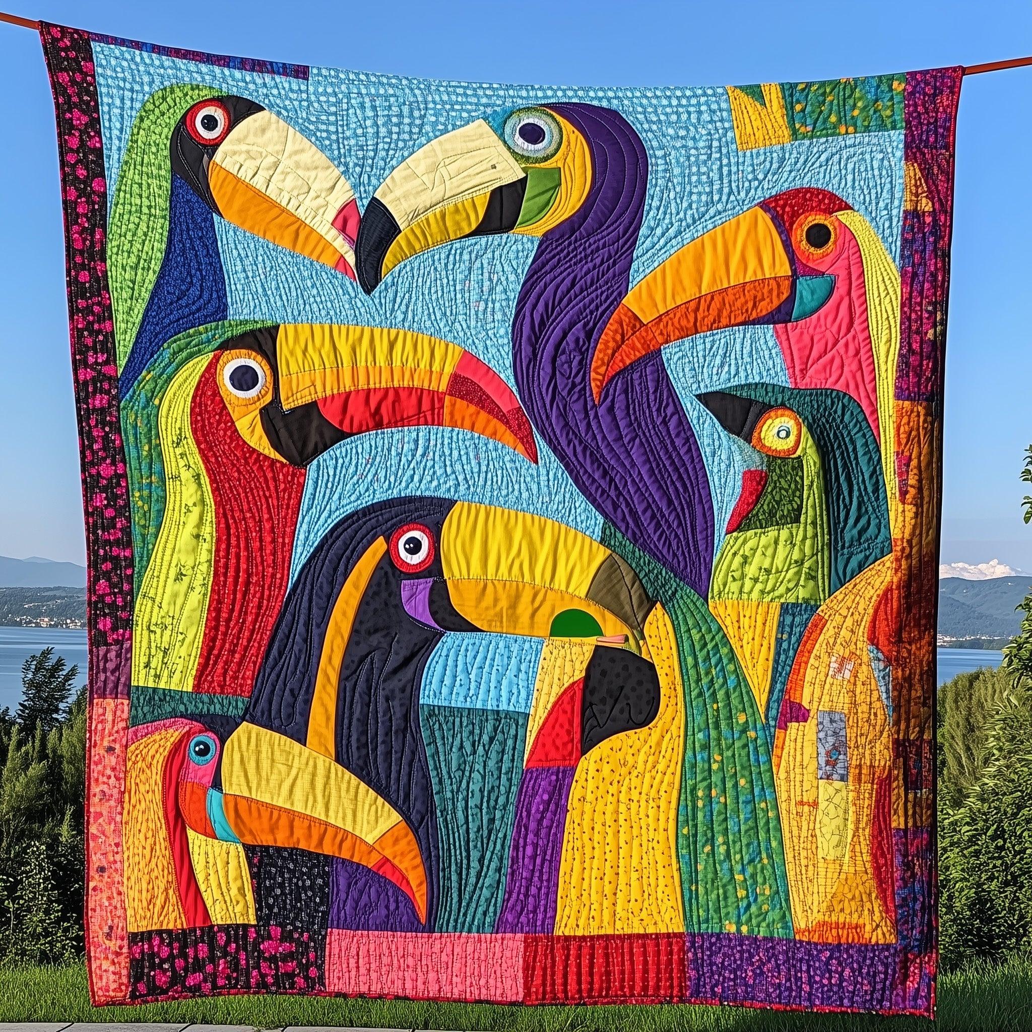 Joyful Toucan Quilted Blanket Cute Soft BlanketGood Gifts For Birders