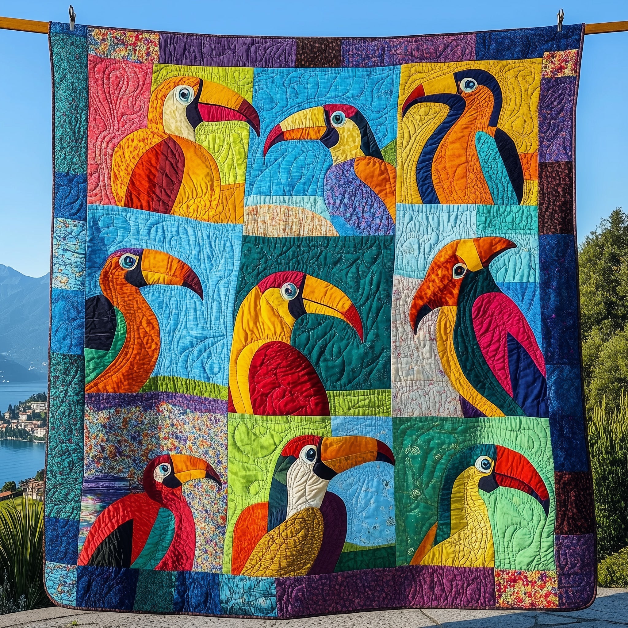 Joyful Toucans Quilted Blanket Cute Soft BlanketPresent Ideas For Bird Lovers
