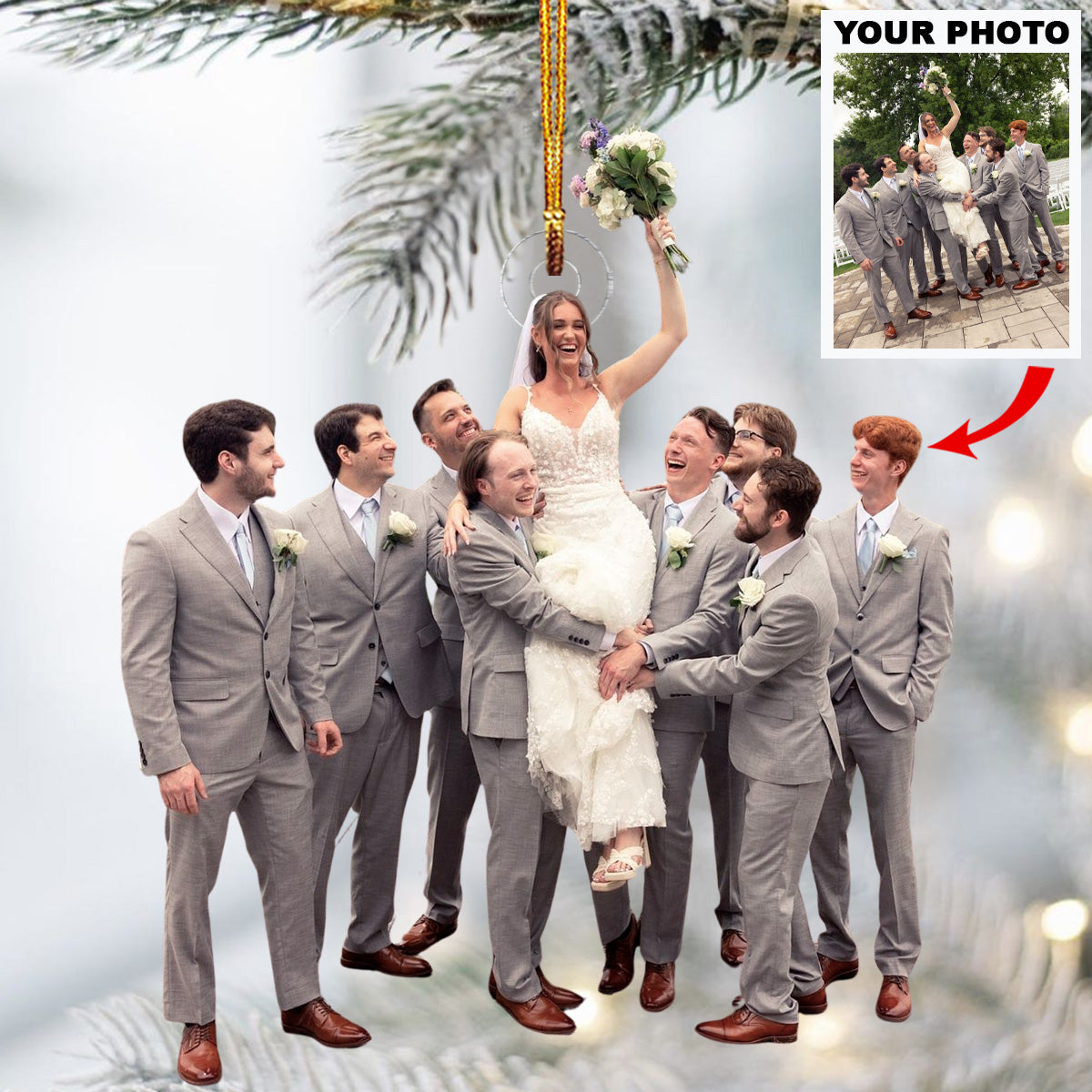 Joyful Wedding Moment Personalized Photo Mica Ornament Christmas Gift For Newlywed Couple