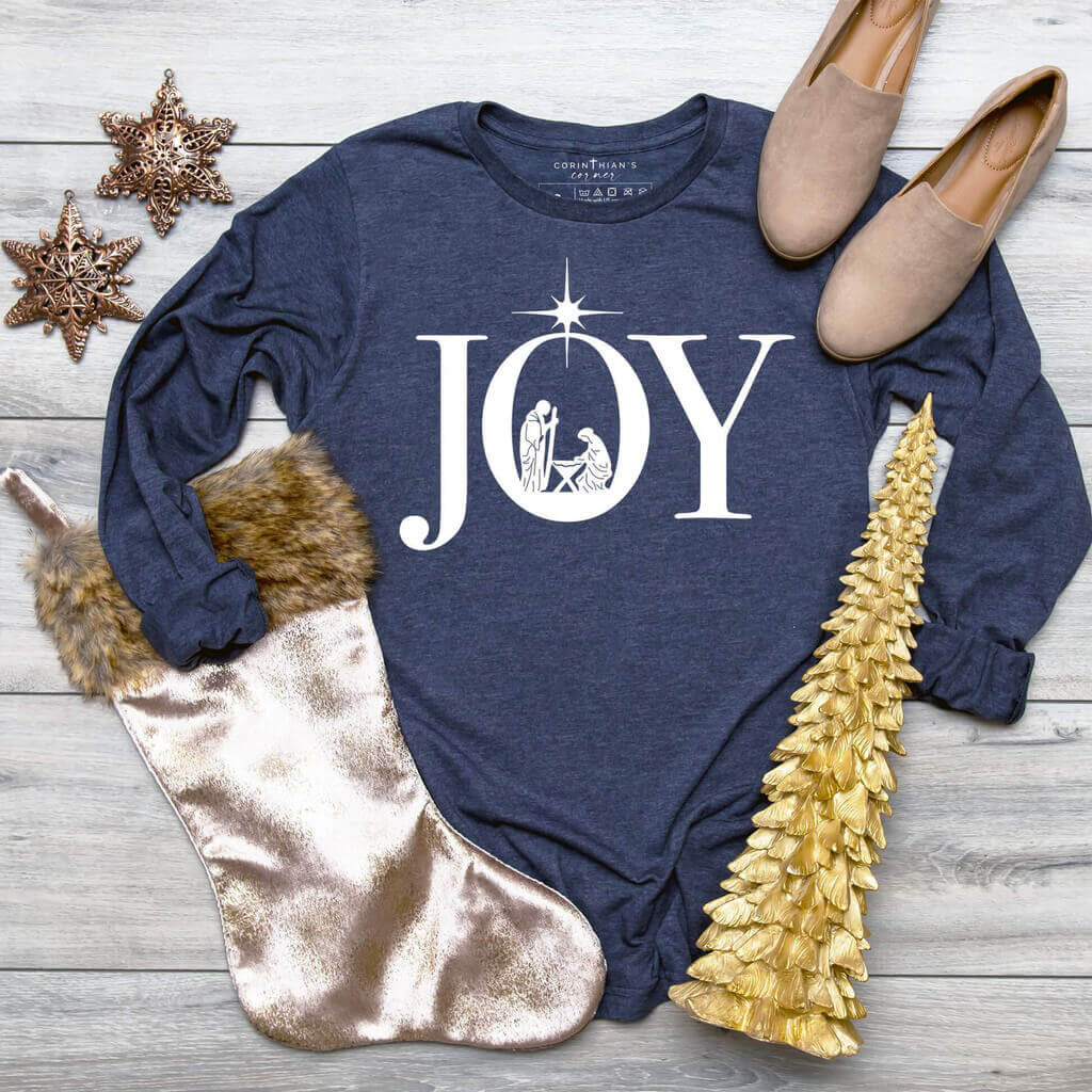 Joyous Nativity Long Sleeve Christian Gifts For Women