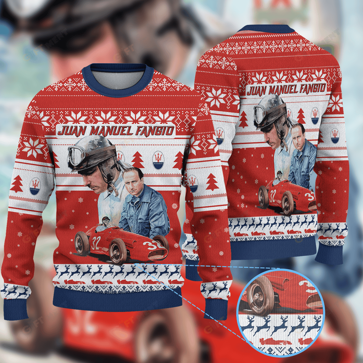 Juan Manuel Fangio Ugly Christmas Sweater Xmas Holiday Merch Gifts For Car Racing Fans