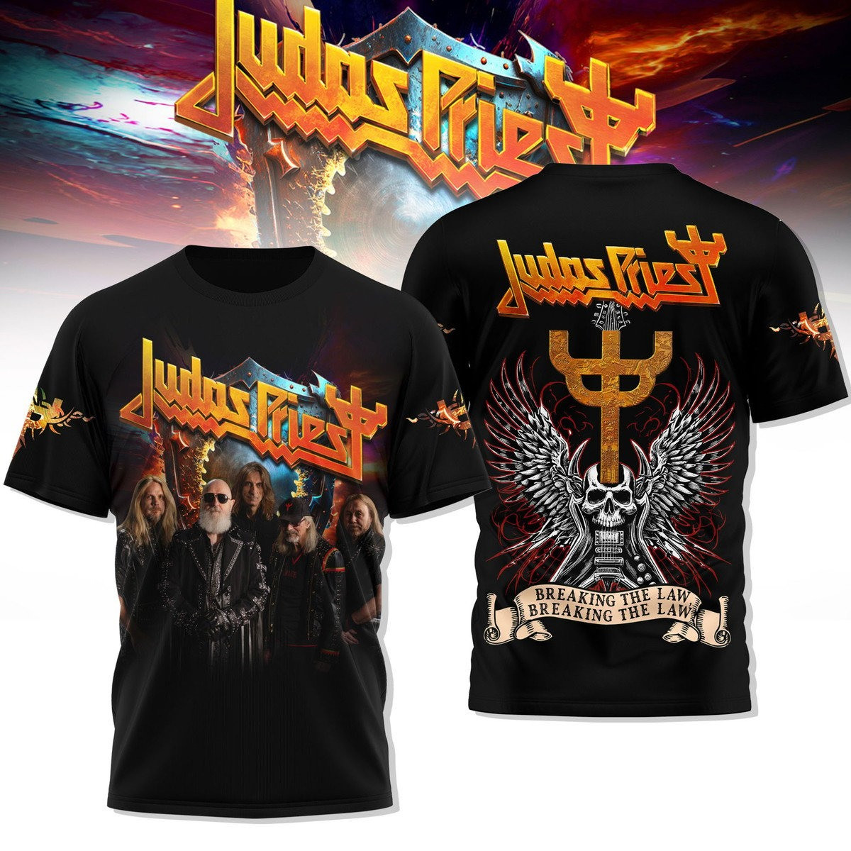 Judas Priest Breaking The Law Rock Band T-Shirt Music Lover Gift Ideas For Him