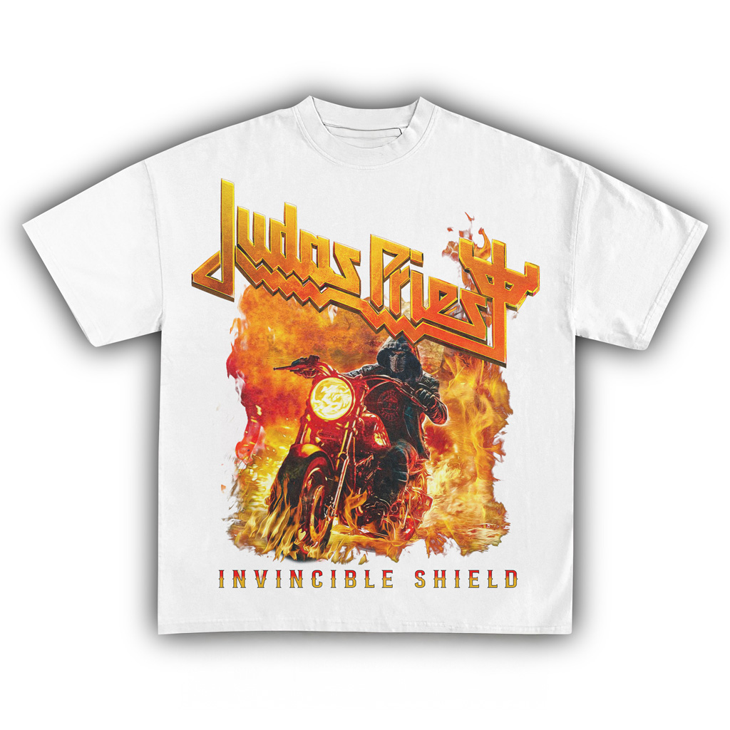 Judas Priest Invincible Shield White T-Shirt Fan Merch Christmas Gifts For Boyfriend Judas Priest Invincible Shield White T-Shirt Fan Merch Christmas Gifts For Boyfriend