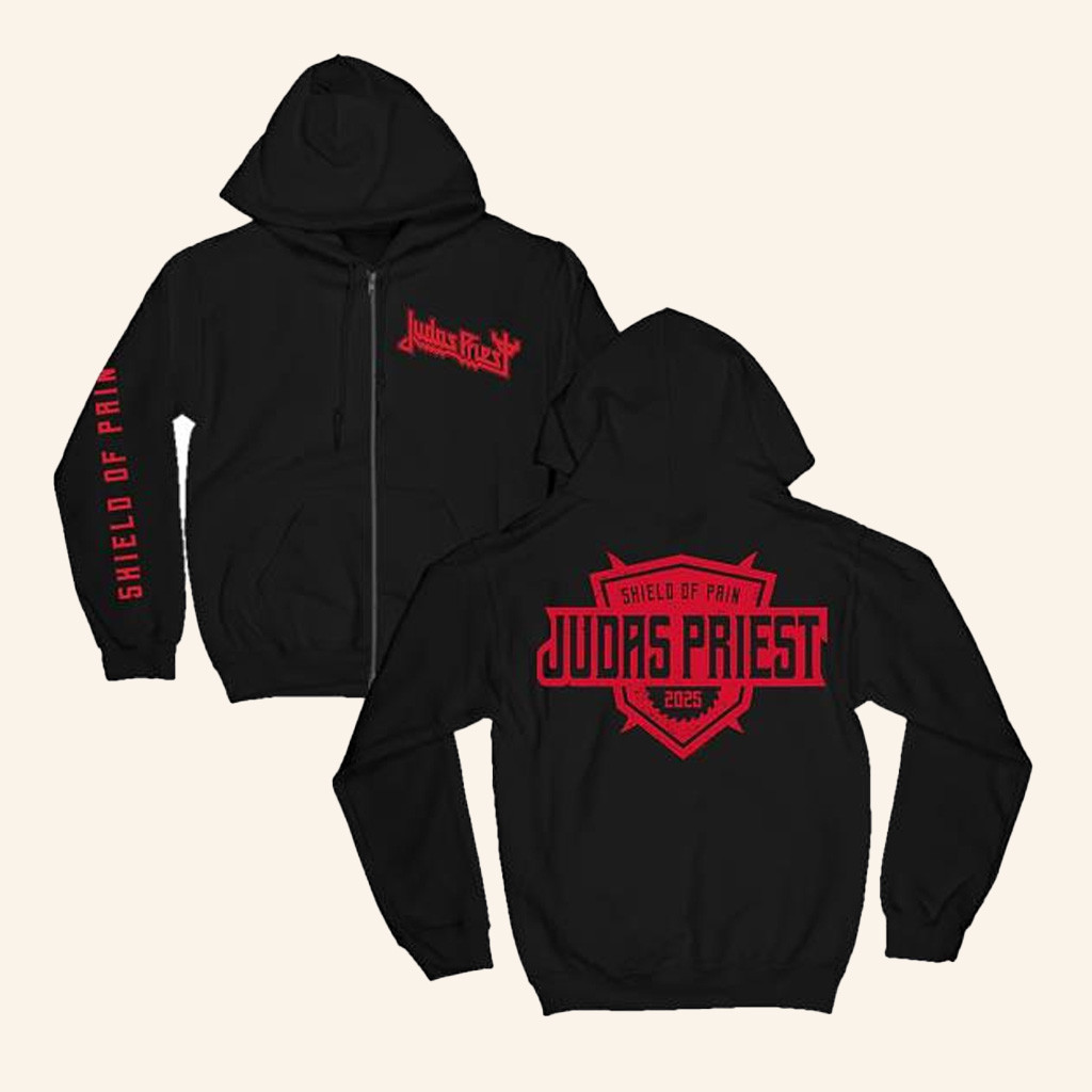 Judas Priest Merch Shield Of Pain Zip Hoodie Music Lover Gift Ideas For Him Judas Priest Merch Shield Of Pain Zip Hoodie Music Lover Gift Ideas For Him