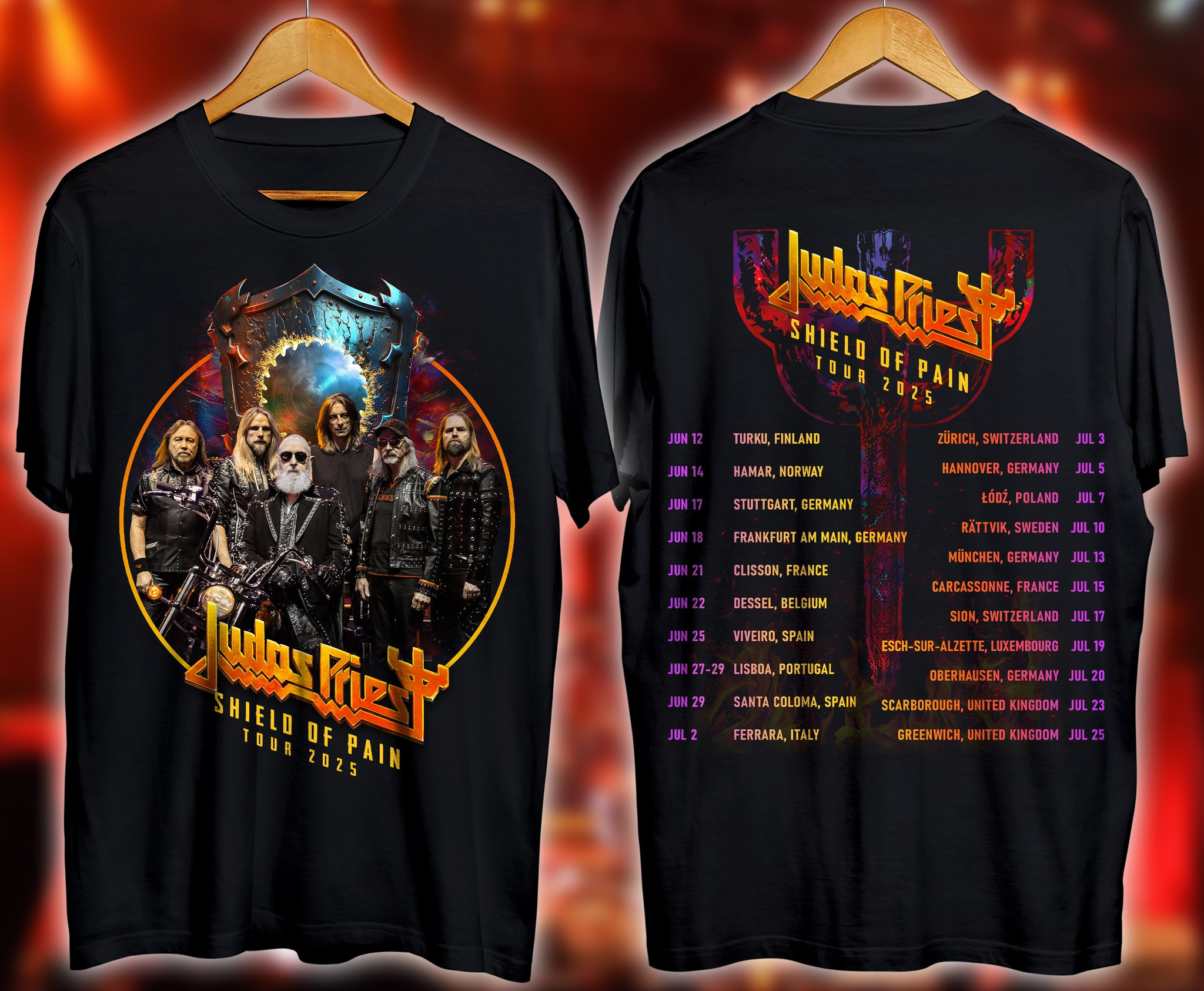 Judas Priest Shield Of Pain Tour 2025 T-Shirt Judas Priest Shirt Gifts For Metal Music Lovers