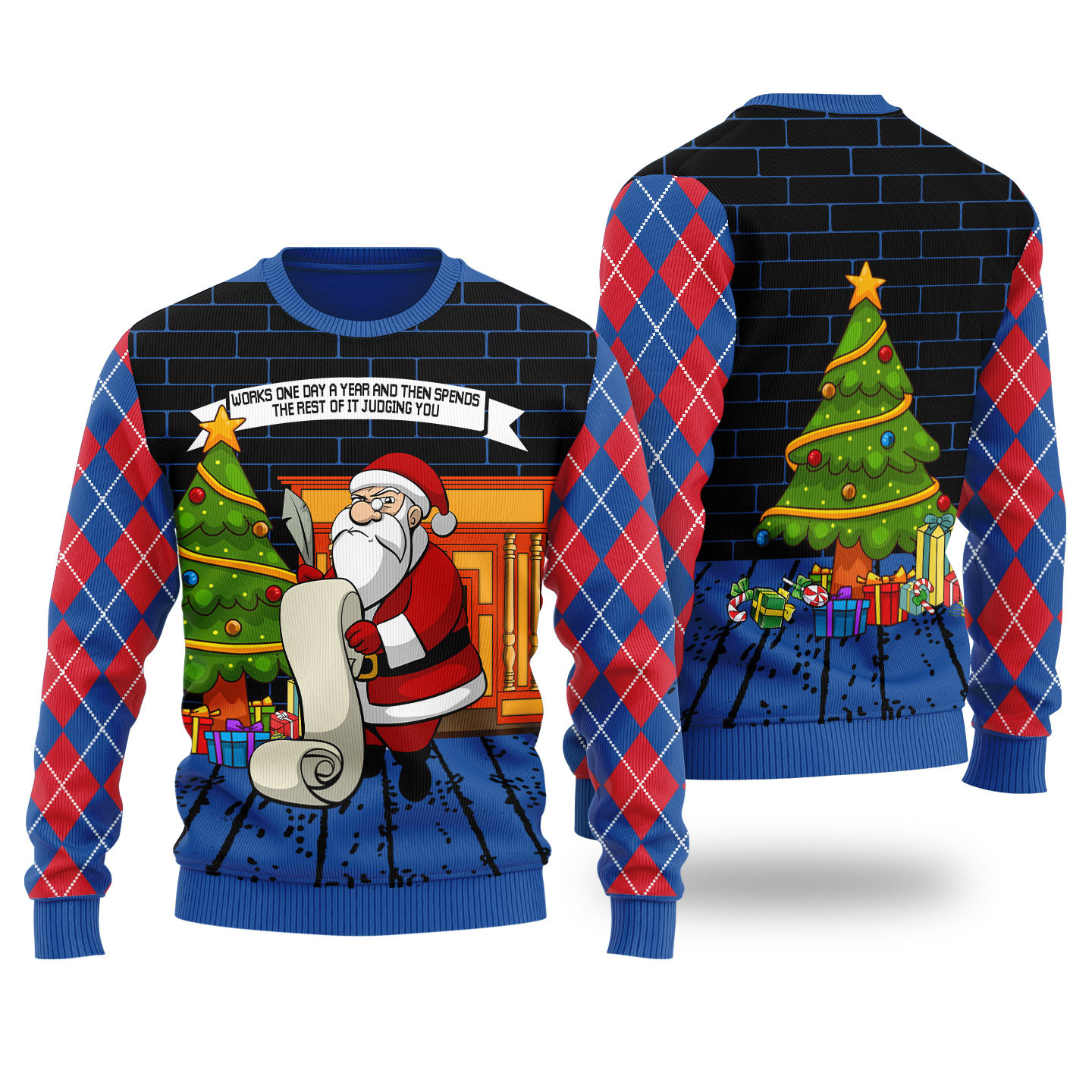 Judging Santa Ugly Christmas Sweater Royal Exclusive Holiday Sweater Merch for Gift Giving