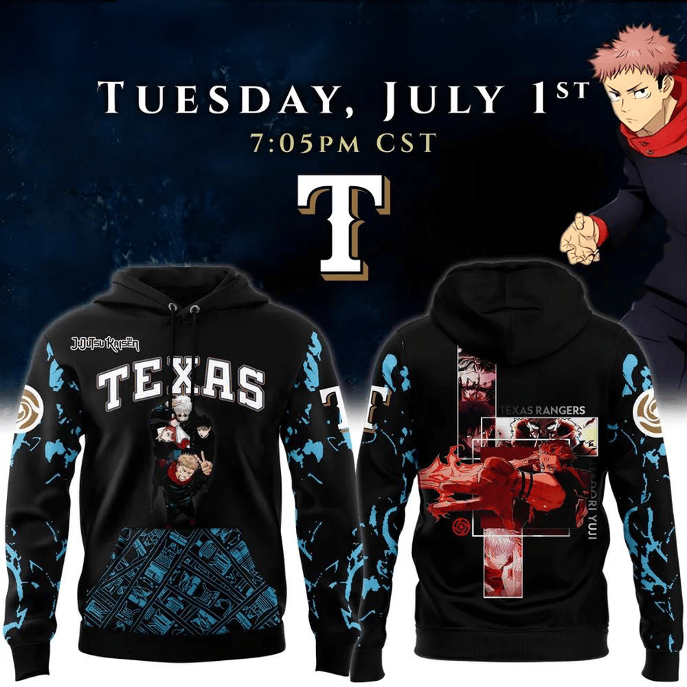 Jujutsu Kaisen Night Texas Rangers Limited Edition Hoodie Baseball Lover Gift Ideas