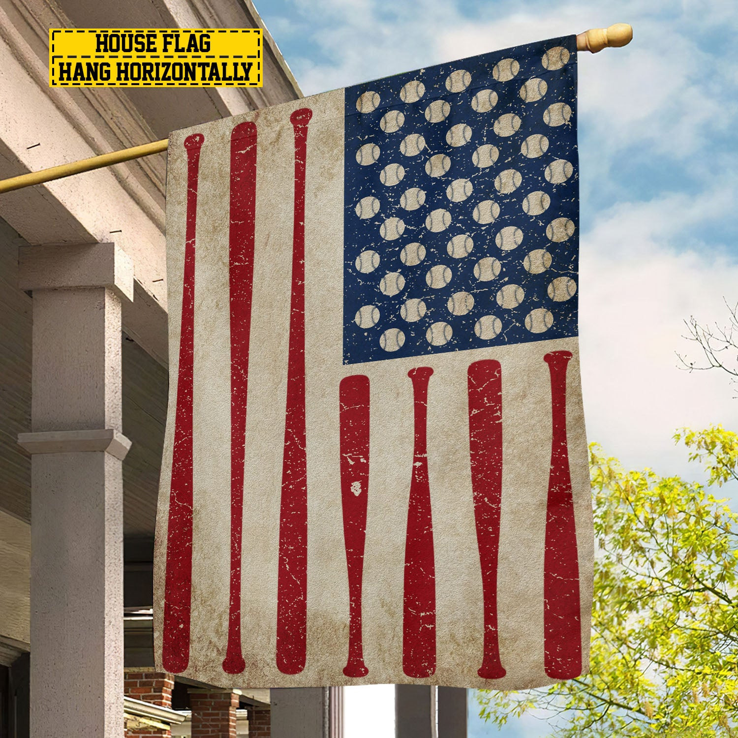 July 4th Baseball American House Flag Baseball Usa Yard Flag Gift For Baseball Lovers