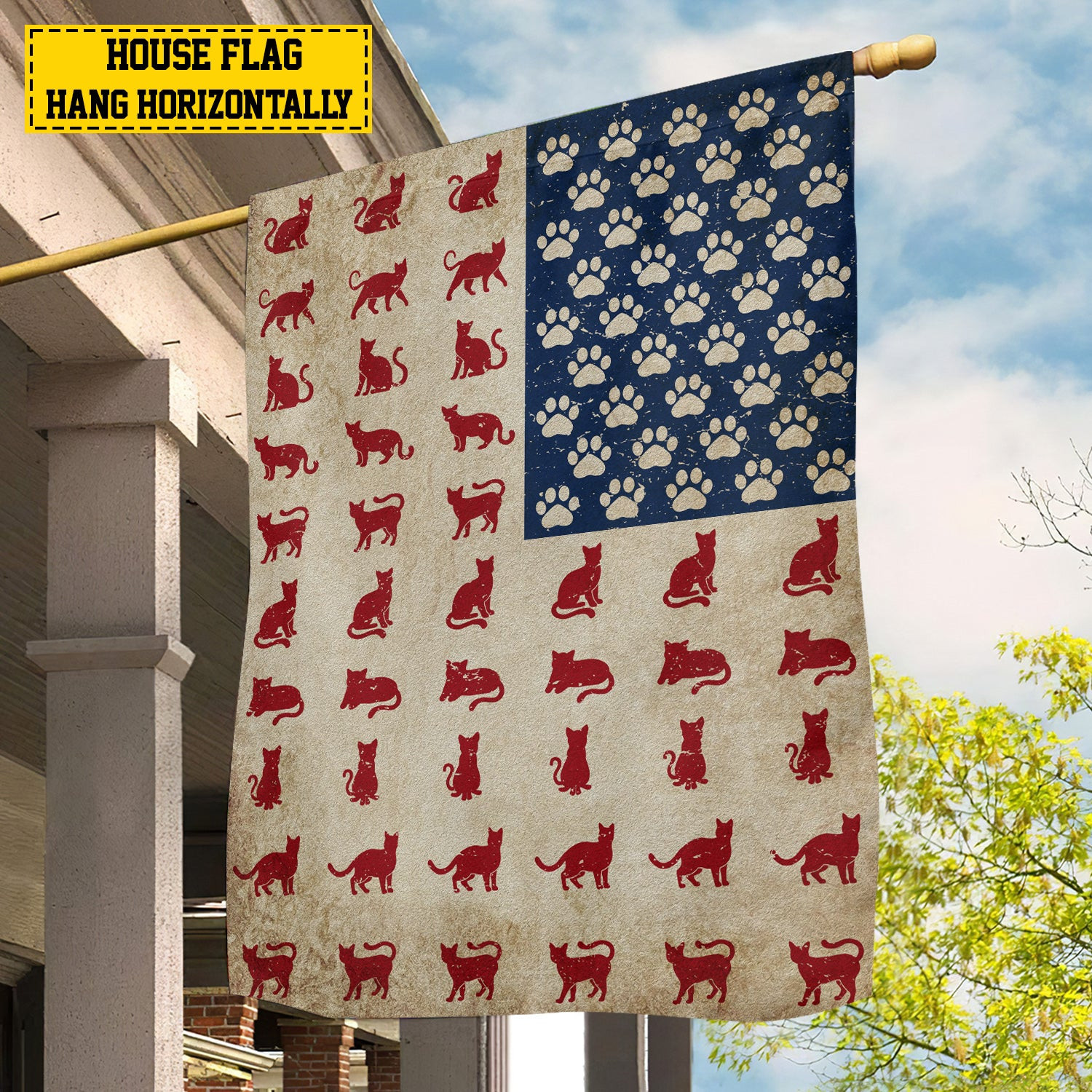 July 4th Cat American Garden Flag Independence Day Cat Usa Yard Flag Gift For Cat Lovers