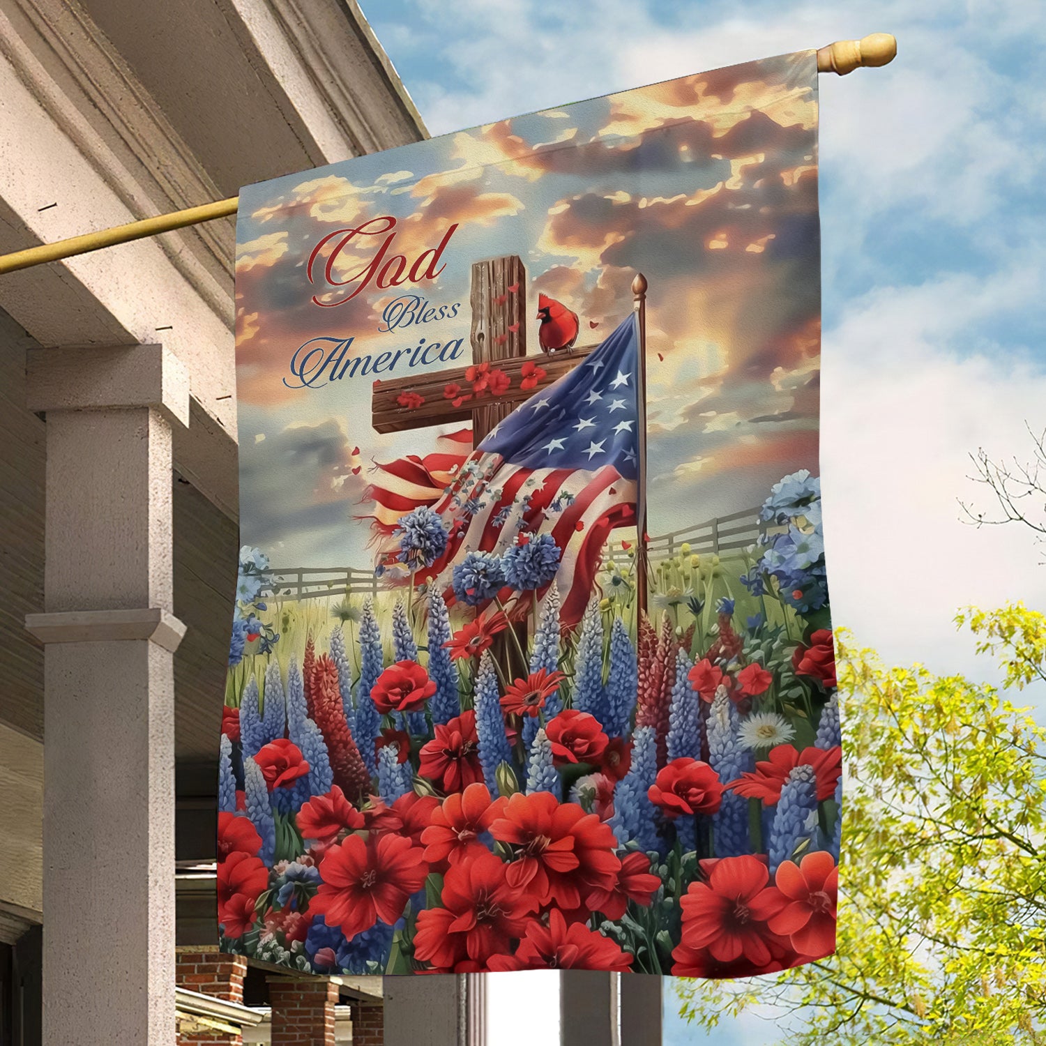 July 4th Garden Flag God Bless America Garden Of Patriotism Yard Flag Gift For Jesus Lovers