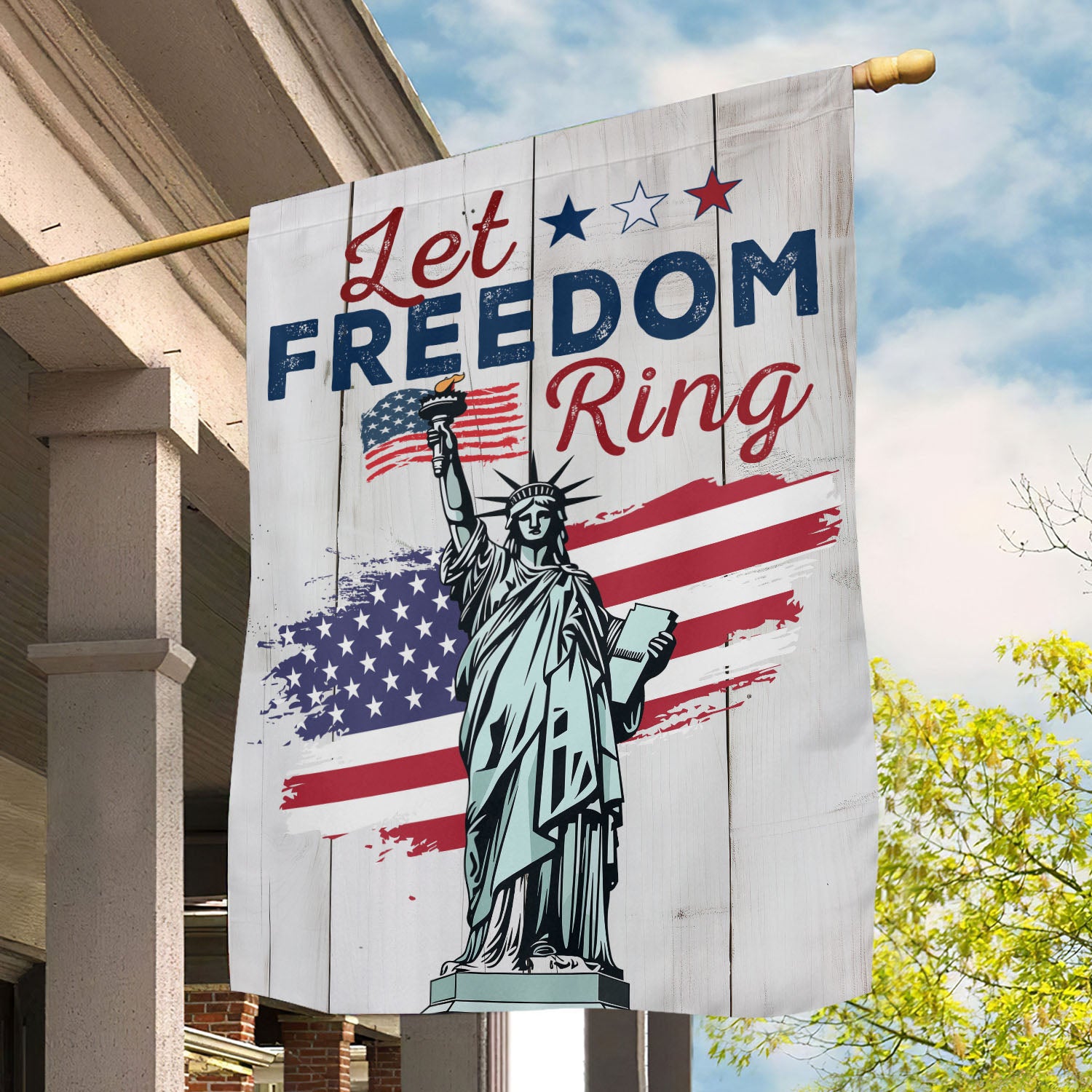 July 4th Garden Flag Let Freedom Ring Liberty Statue Independence Day Yard Flag American Gift