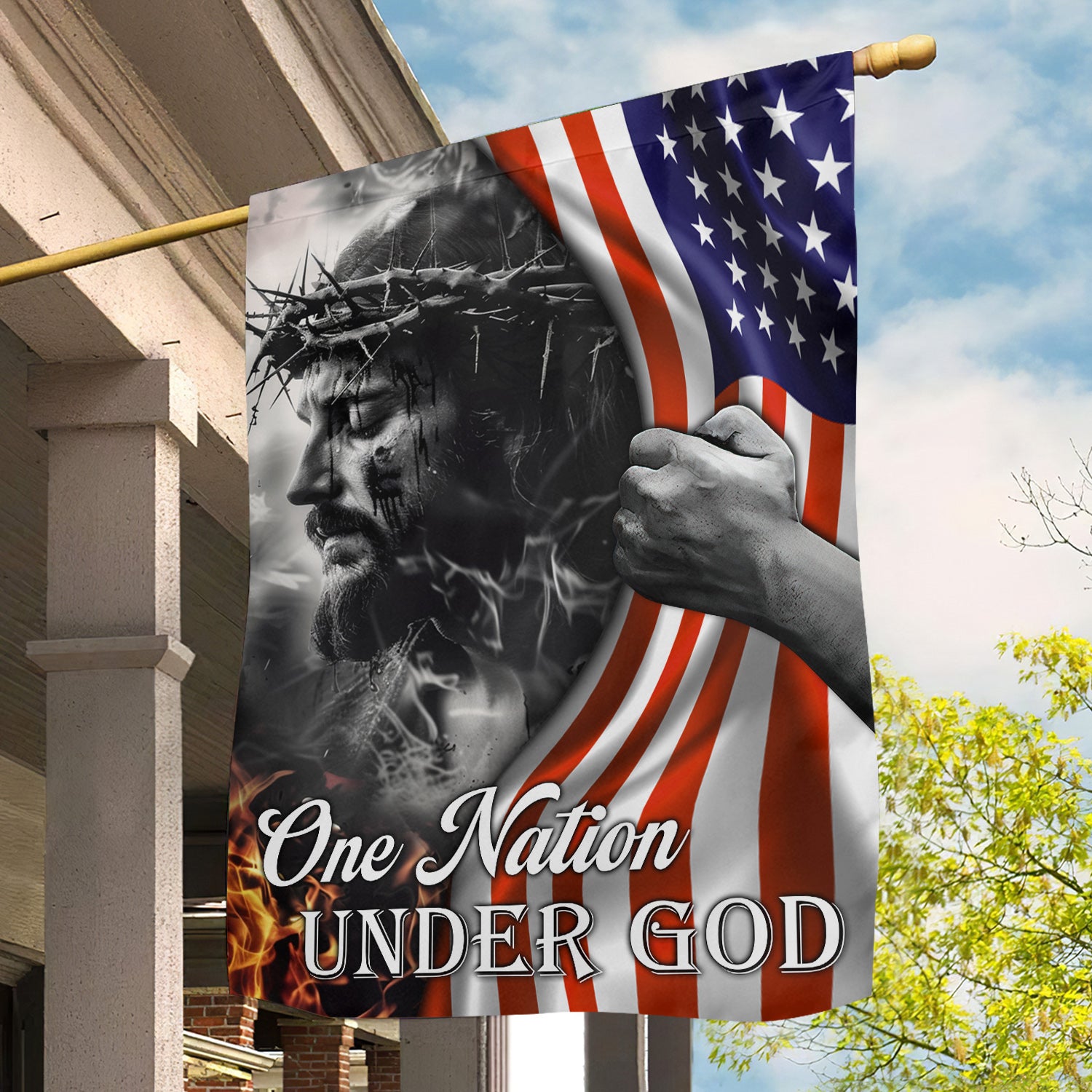 July 4th Jesus Garden Flag One Nation Under God Unique Gift For America Lovers