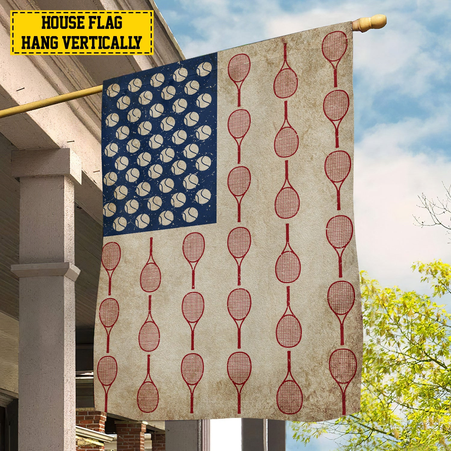 July 4th Tennis American House Flag Tennis Merch USA Garden Flag Gift For Tennis Players