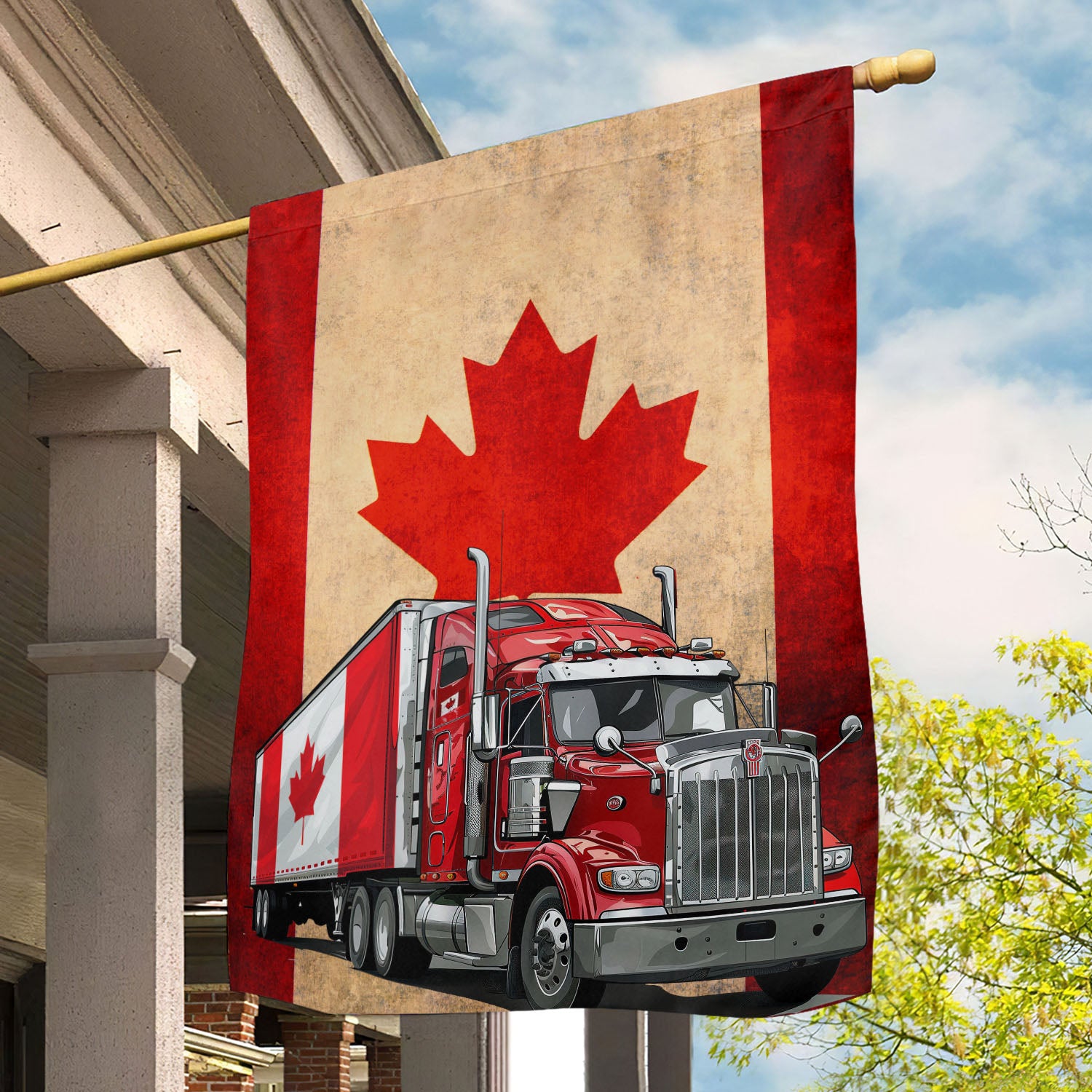 July 4th Trucker Flag Canada's Transport Trail Independence Day Yard Flag Gift Trucker Lovers