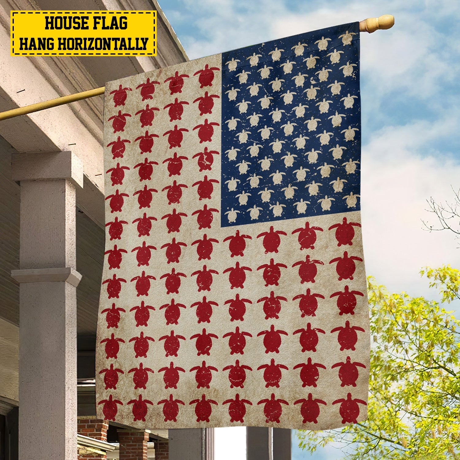 July 4th Turtle American Garden Flag Turtle Themed Design Gifts For Turtle Lovers
