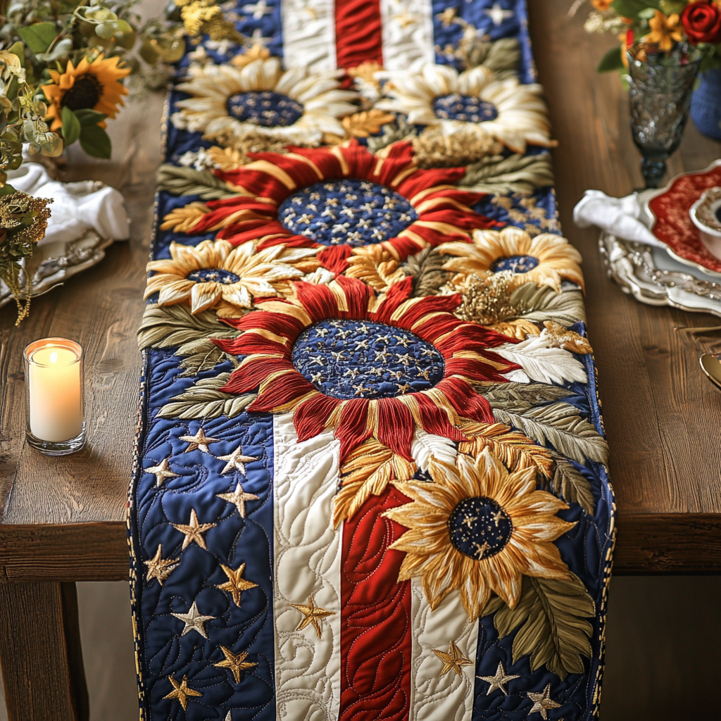 July Bloom Quilted Table Runner Dining Table Ideas Sunflower Gift Items