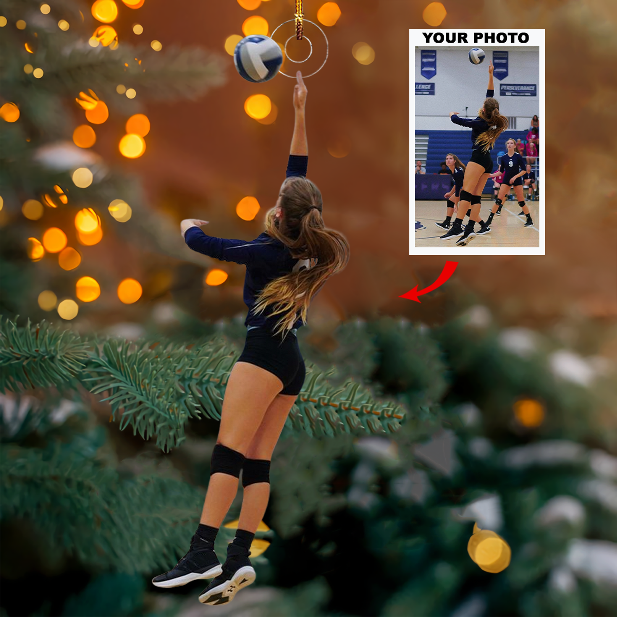 Jump Smash Hero Personalized Photo Mica Ornament Christmas Gift For Volleyball Lover