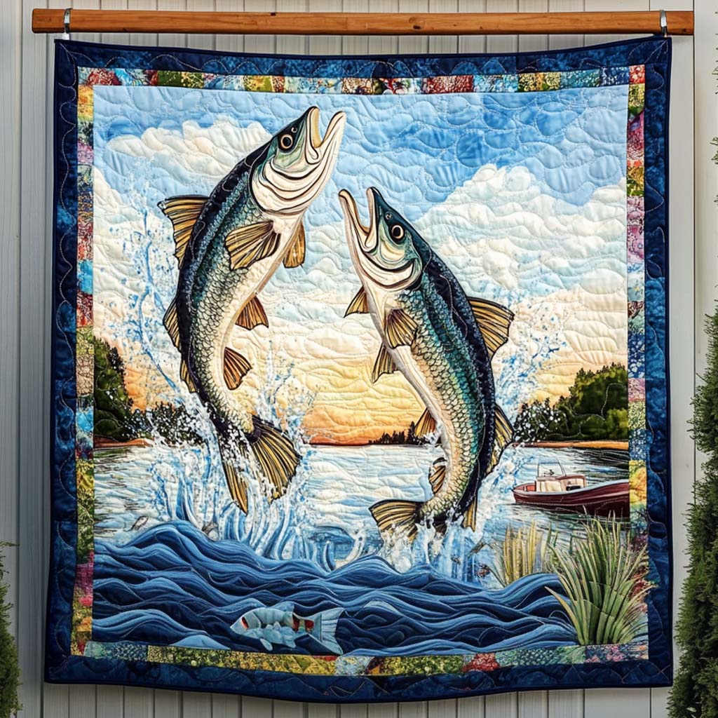 Jumping Fish Quilted Blanket Cute Blankets For Bed