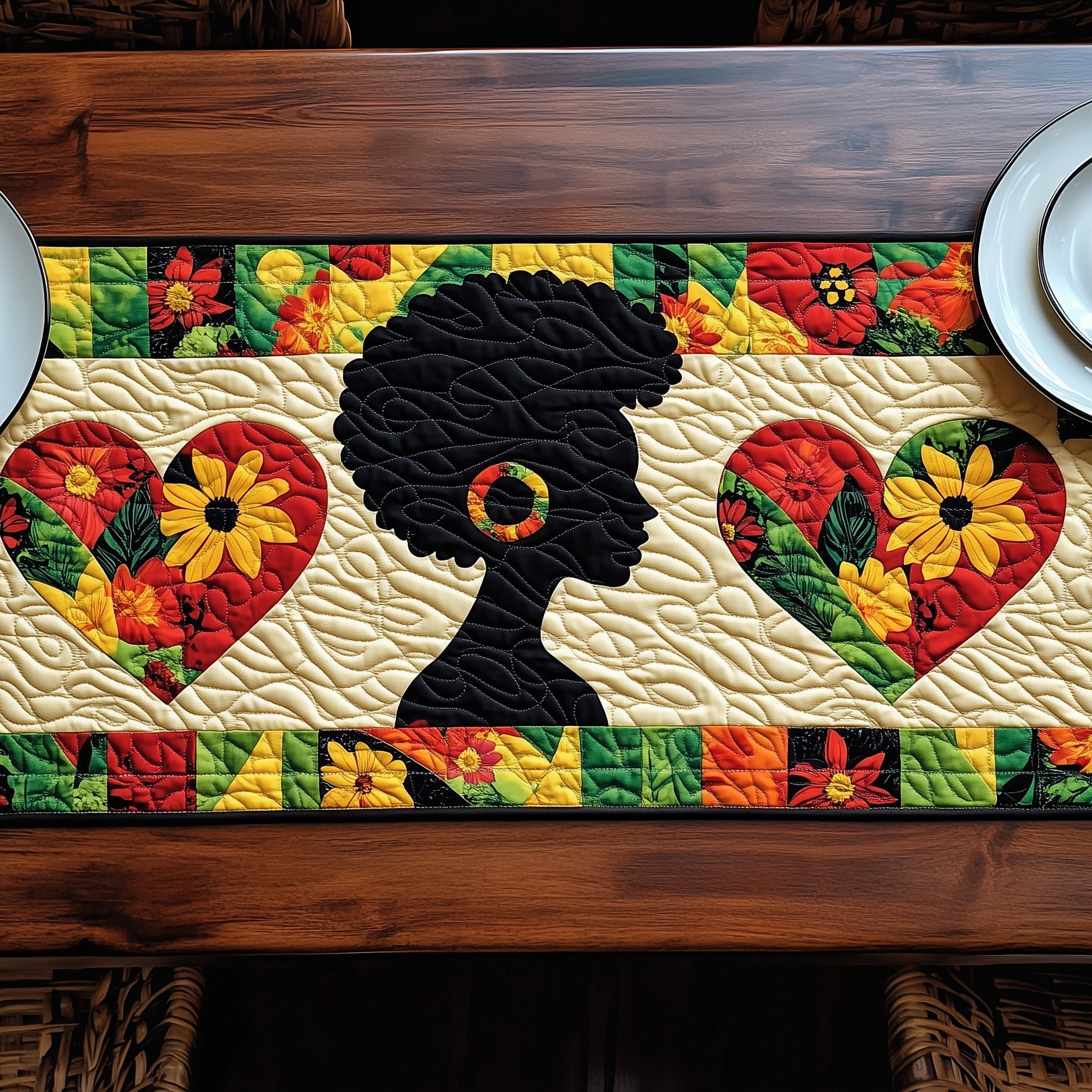 Juneteenth Afro Queen Quilted Table Runner Christmas Table Runner Gift Idea