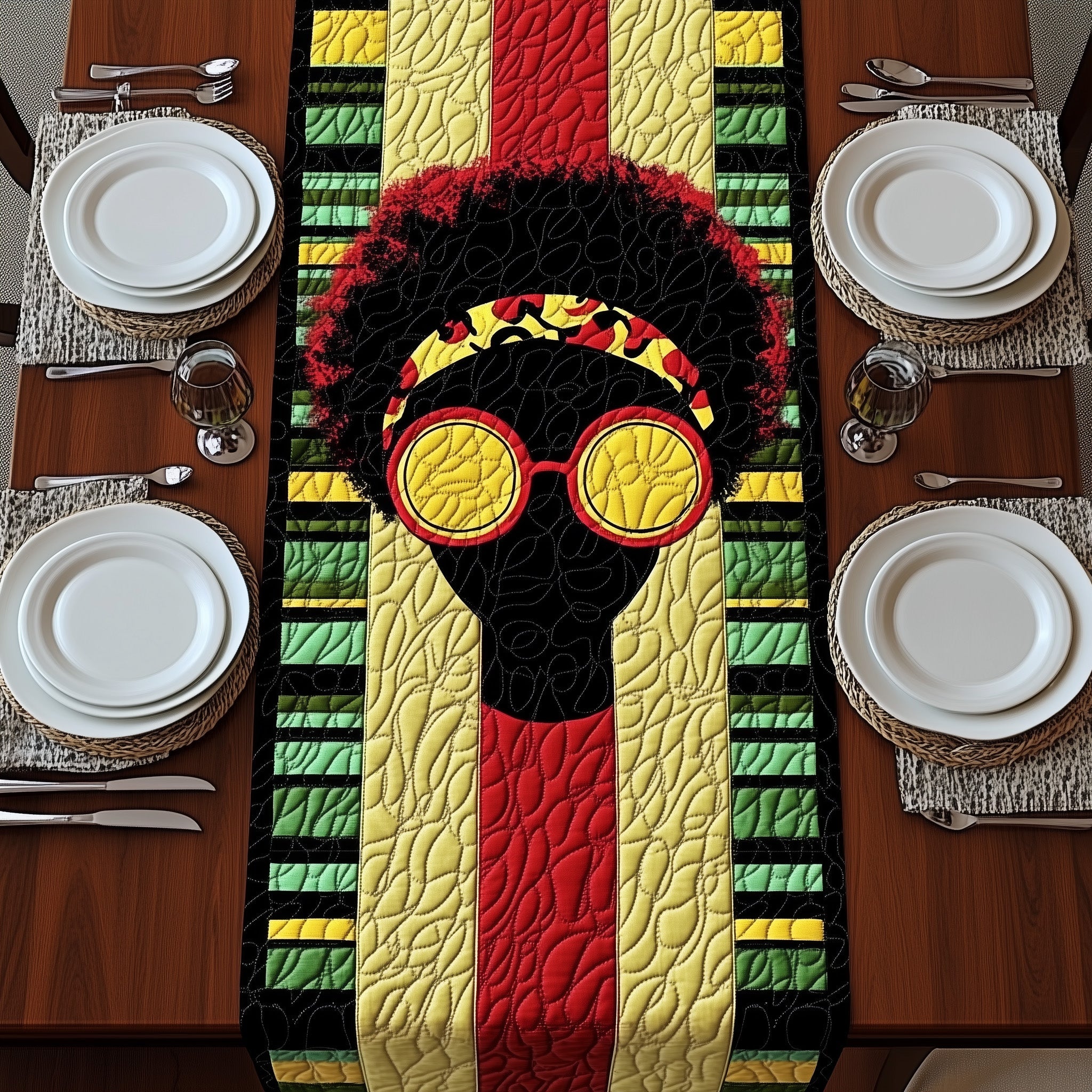 Juneteenth Afro Queen Quilted Table Runner Winter Holiday Table Runner Decor