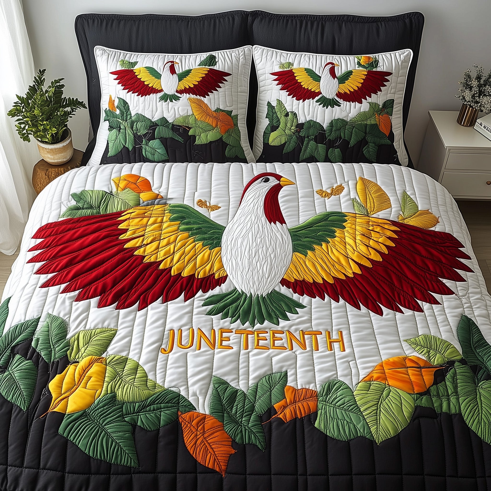 Juneteenth Bird Quilted Bedding Set Duvet Cover Bed Sheet Funny Secret Santa Gifts