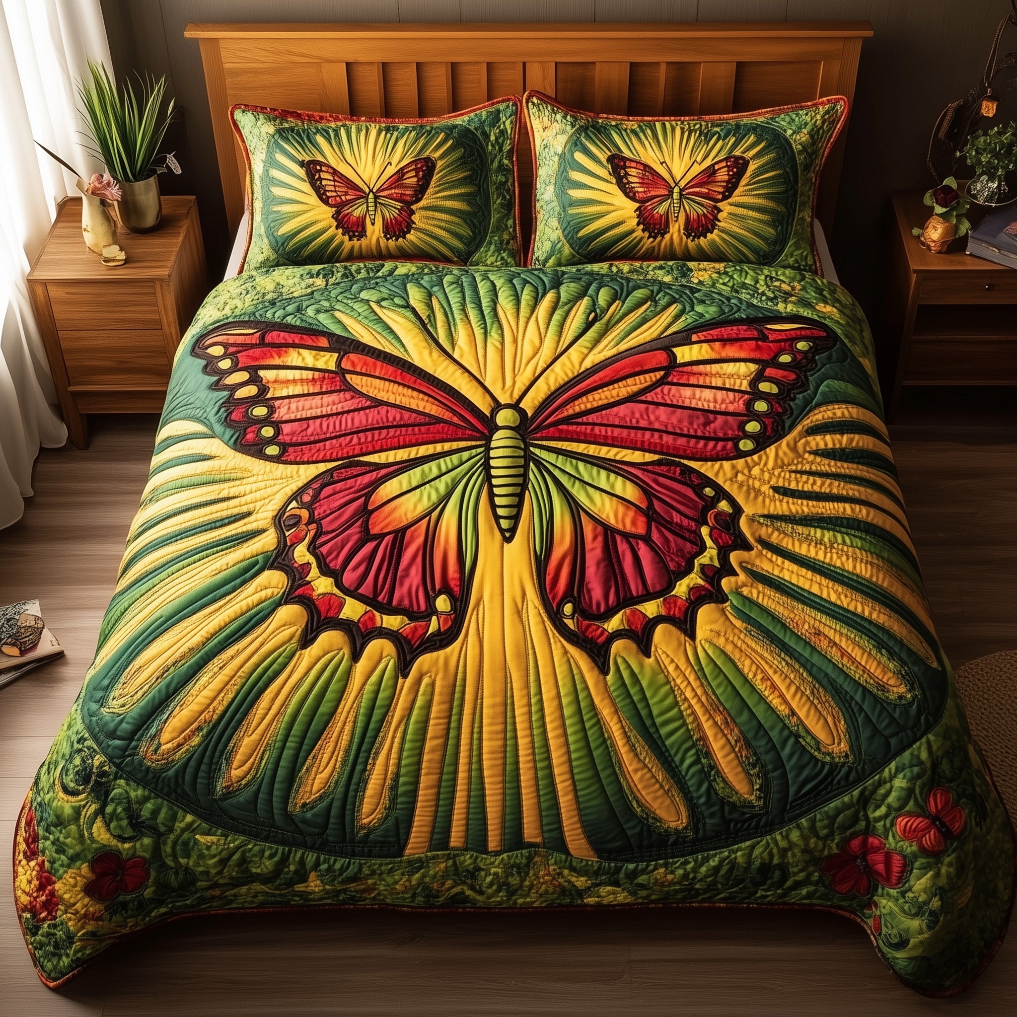 Juneteenth Butterfly Quilted Bedding Set Duvet Cover Merchandise Best Butterfly Presents For Women