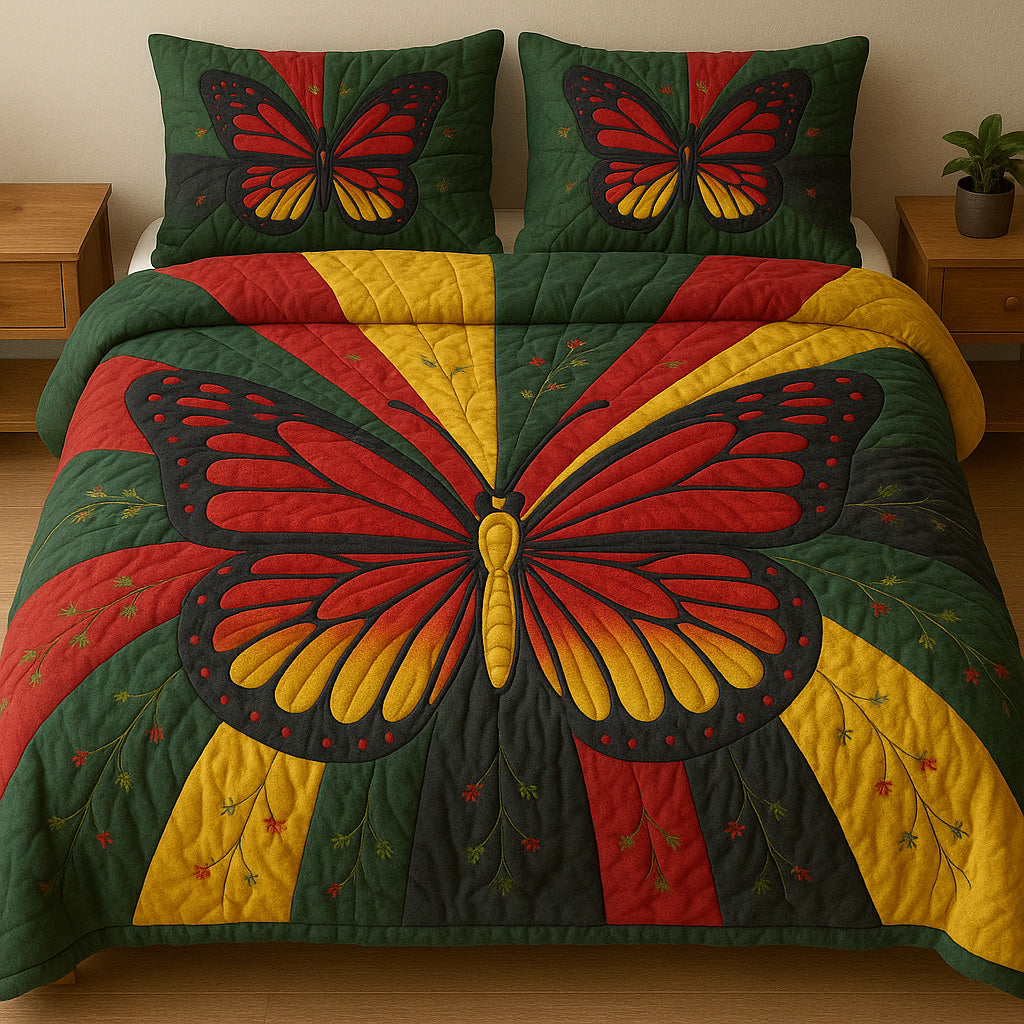 Juneteenth Butterfly Quilted Bedding Set Duvet Cover Merchandise Black Women Melanin Gifts