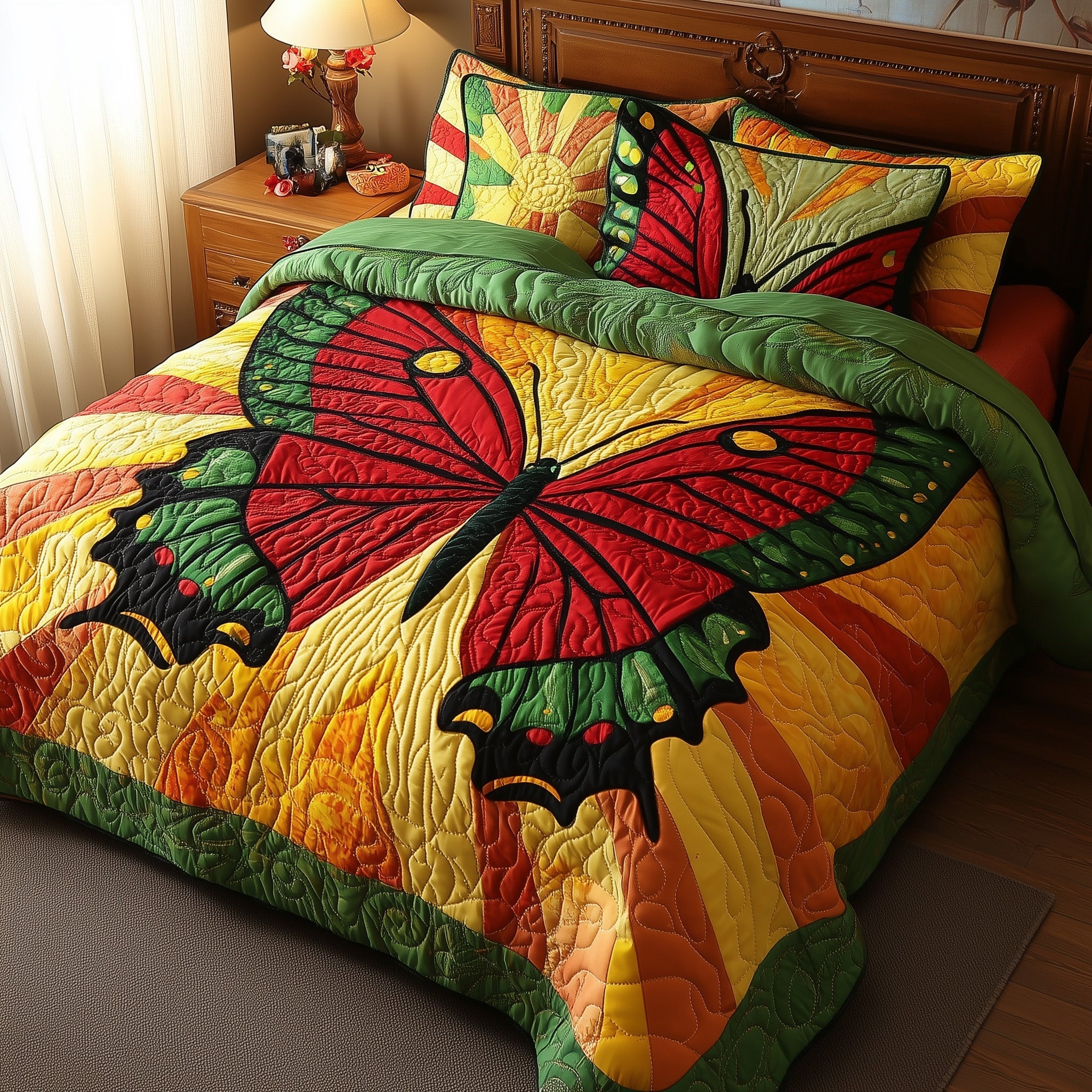 Juneteenth Butterfly Quilted Bedding Set Duvet Cover Merchandise Butterfly Lover Gifts For Women