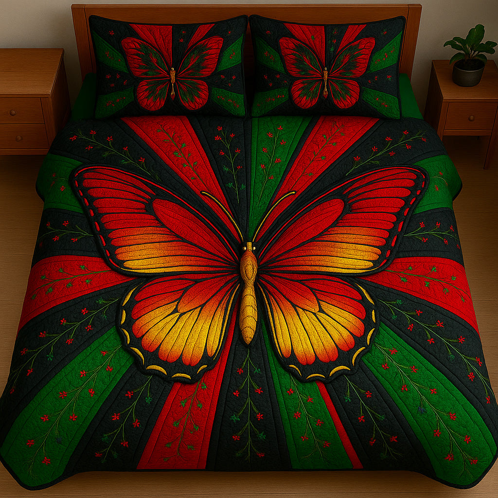 Juneteenth Butterfly Quilted Bedding Set Duvet Cover Merchandise Melanin Black History Gifts For Ladies