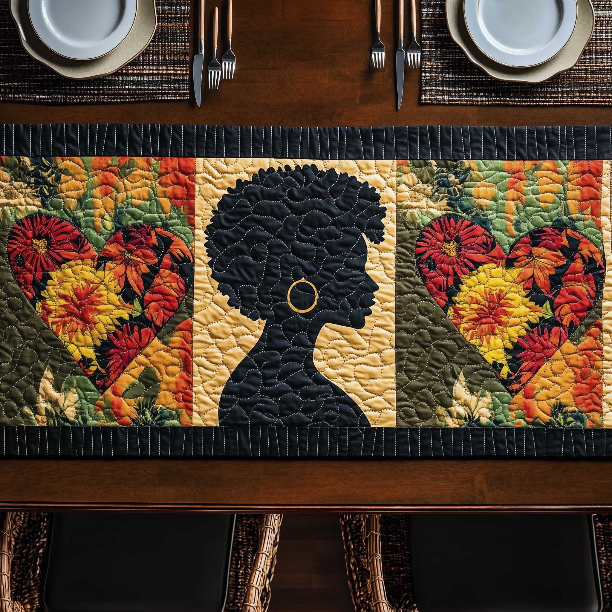 Juneteenth Color Spirit Quilted Table Runner Christmas Table Runner for Family Meals
