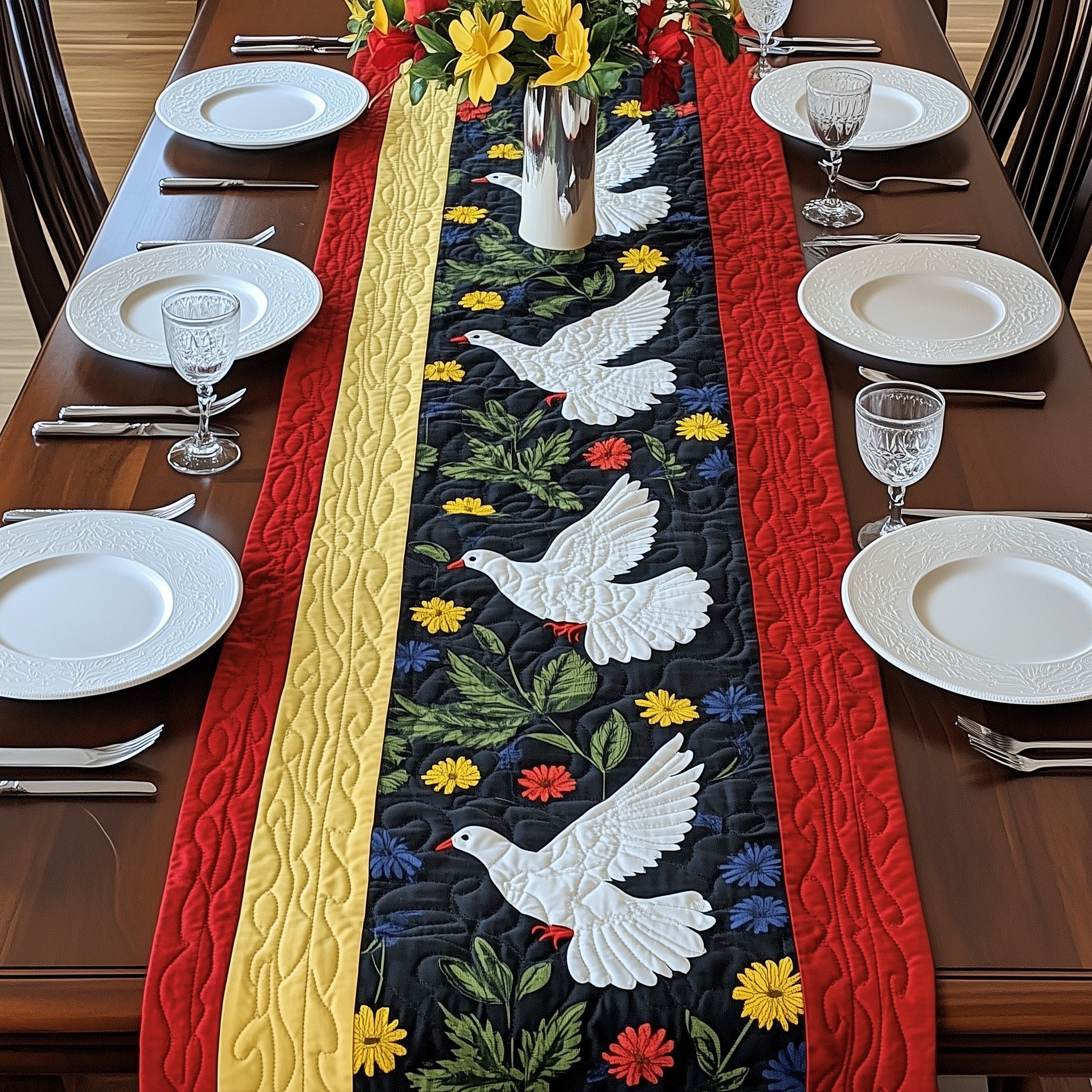Juneteenth Dove Of Freedom Quilted Table Runner Special Occasion Table Runner Gift