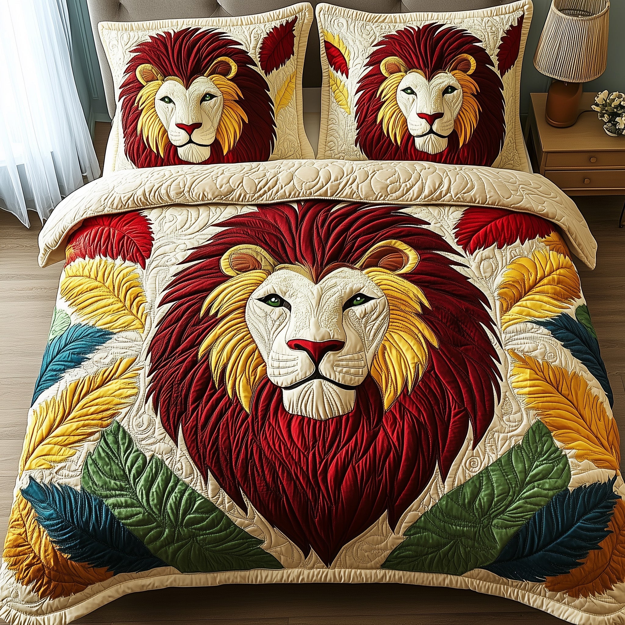 Juneteenth Lion Quilted Bedding Set Duvet Cover Bed Sheet Unique Lion Gifts