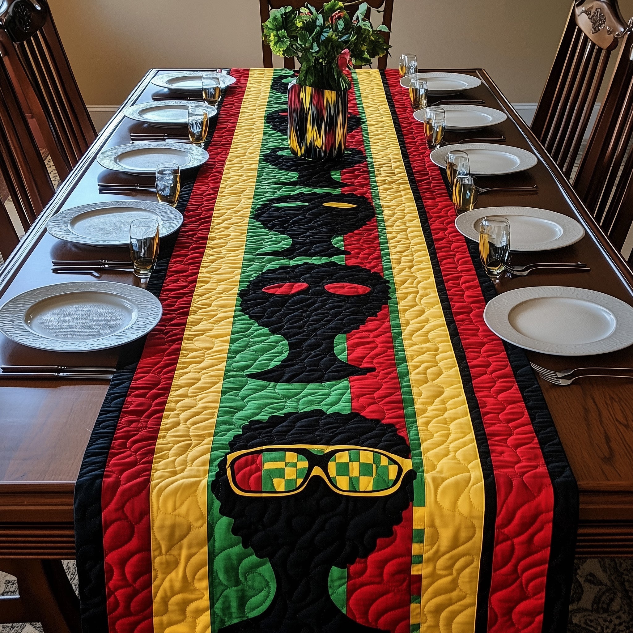Juneteenth Queen Style Quilted Table Runner Christmas Theme Table Runner
